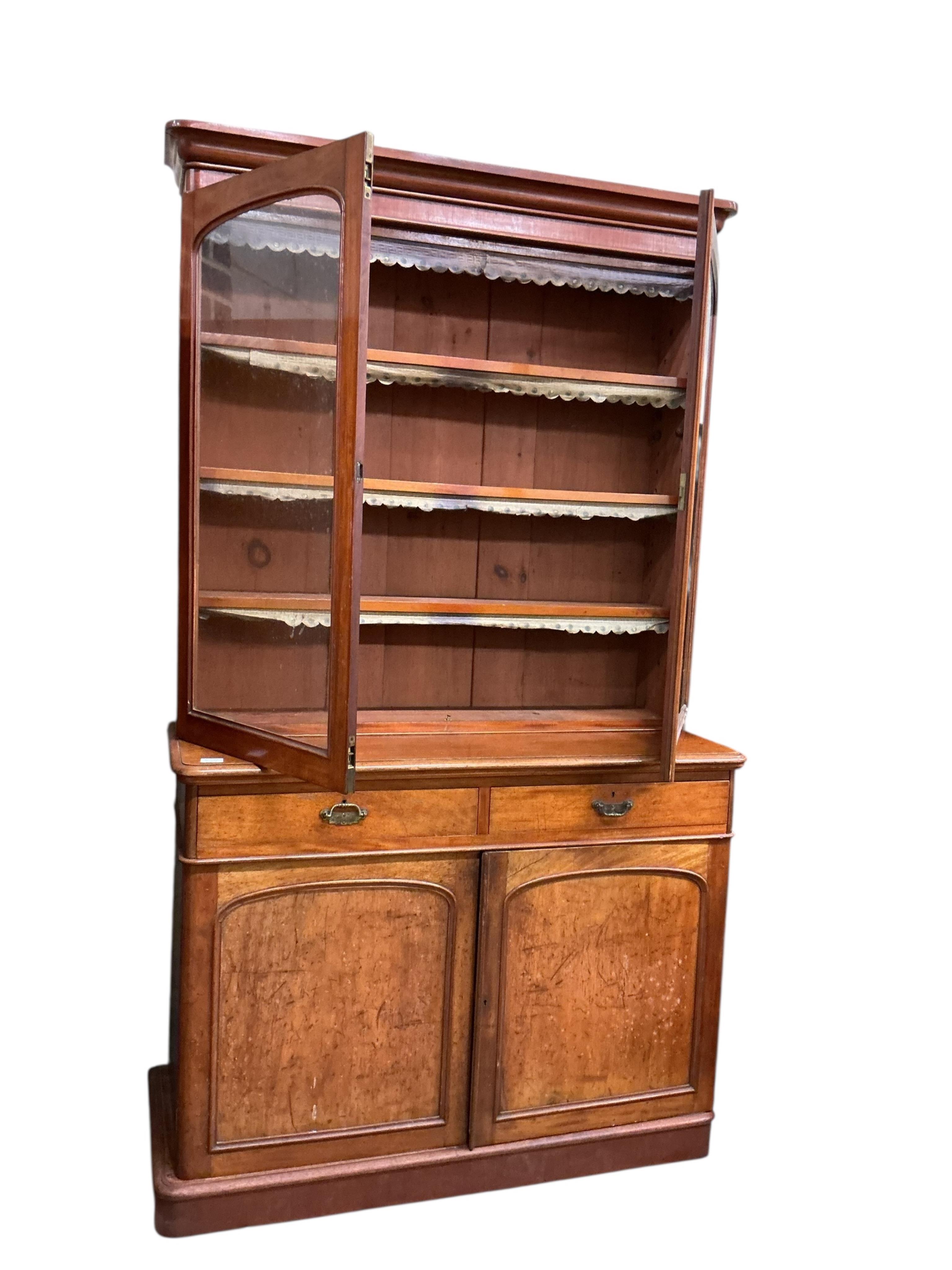 A Victorian mahogany library bookcase, width 121cm, depth 50cm, height 213cm